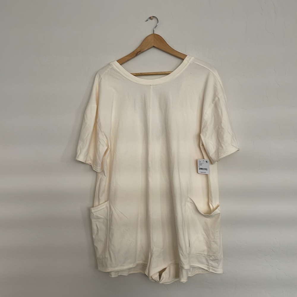 Free People Movement Hot Shot T-Shirt Romper in Bleached Clay